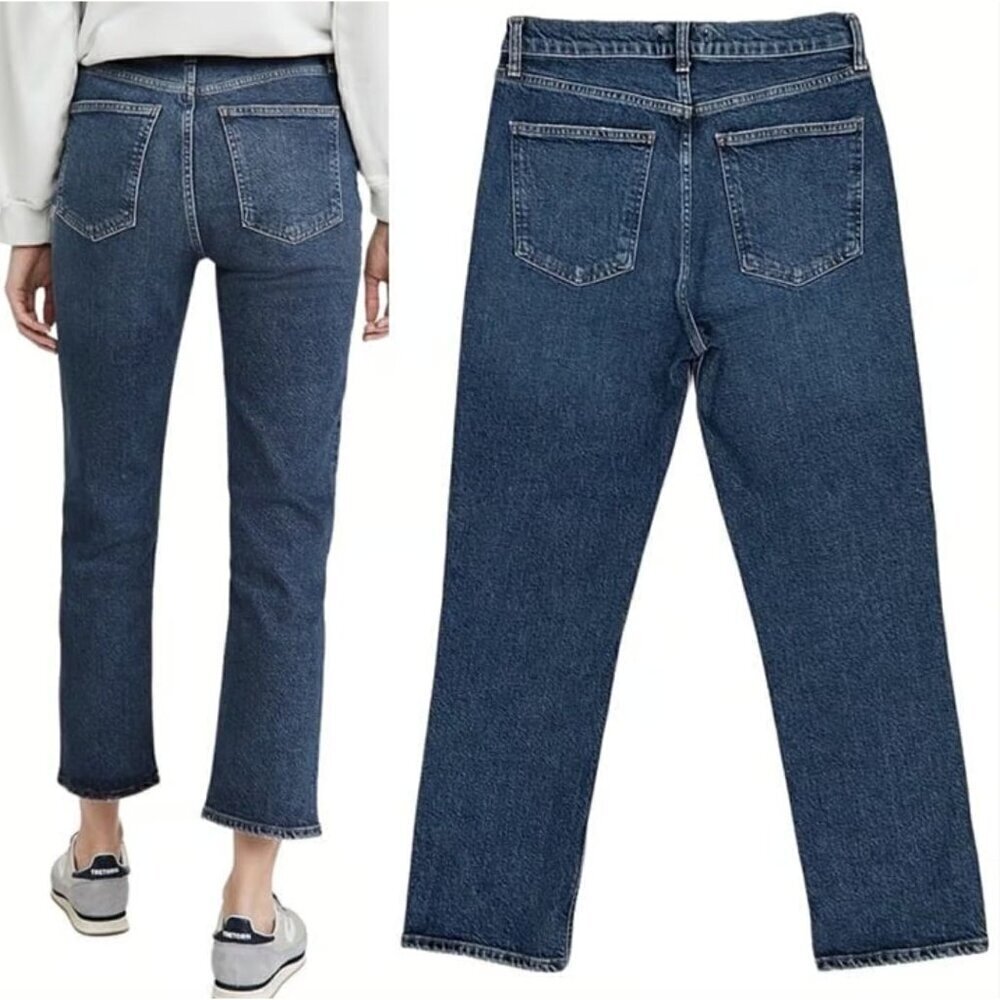 Agolde Wilder High Rise Ankle Straight Leg Jeans in Hype Dark Wash Size 28